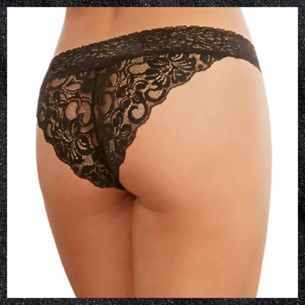 *SOLD OUT*Black Crisscross Strappy Floral Lace Cheeky Panty - Picture 2 of 6
